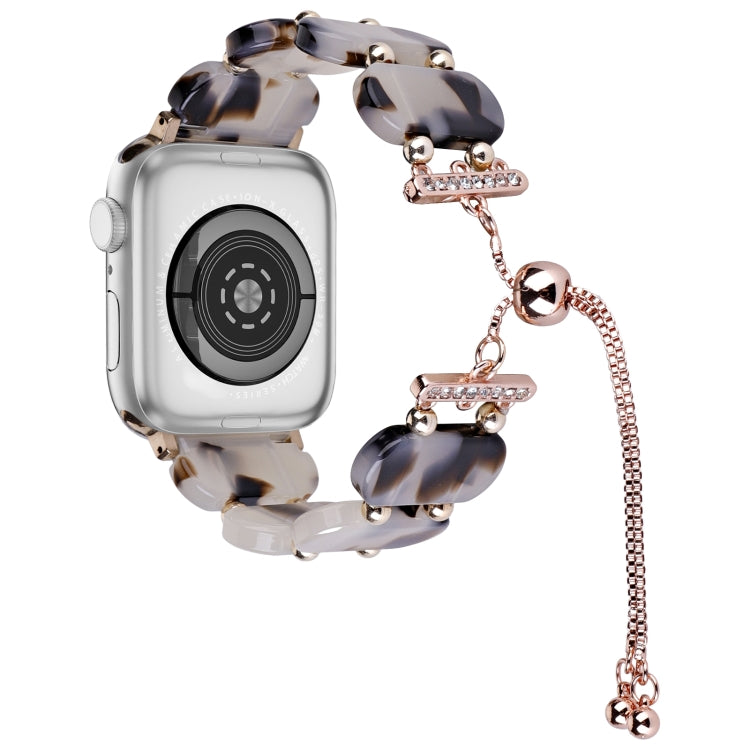 For Apple Watch Series 2 38mm Resin Retractable Chain Watch Band(Brown White) - Watch Bands by PMC TechLife | Online Shopping South Africa | PMC TechLife