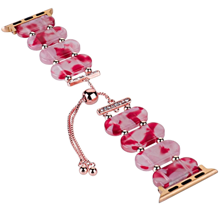 For Apple Watch Series 2 38mm Resin Retractable Chain Watch Band(Rose Red) - Watch Bands by PMC TechLife | Online Shopping South Africa | PMC TechLife