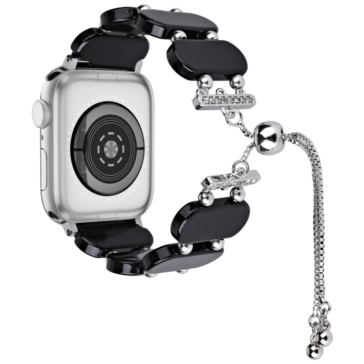 For Apple Watch 42mm Resin Retractable Chain Watch Band(Black) - free shipping - PMC TechLife - Order now!