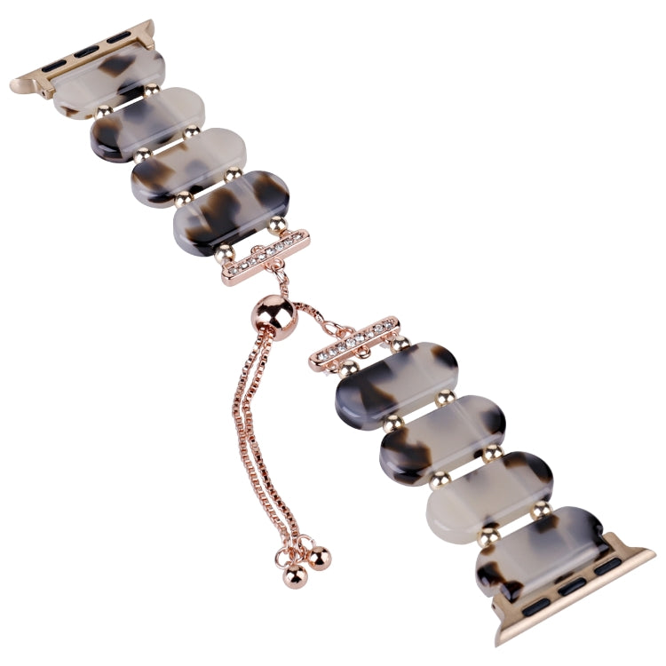 For Apple Watch 38mm Resin Retractable Chain Watch Band(Brown White) - Watch Bands by PMC TechLife | Online Shopping South Africa | PMC TechLife