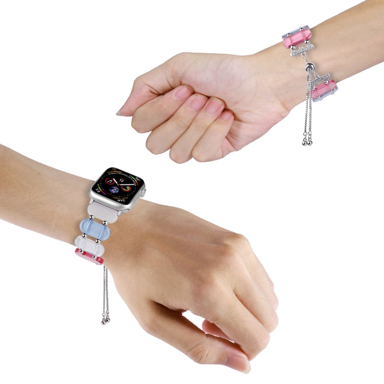 For Apple Watch Series 8 41mm Resin Retractable Chain Watch Band(Transparent) - Watch Bands by PMC Jewellery | Online Shopping South Africa | PMC Jewellery