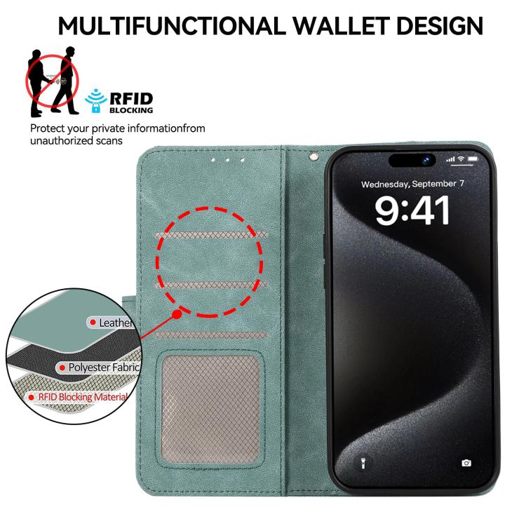 For iPhone 16e ABEEL Color Block Magnetic RFID Leather Phone Case(Cyan-Pink) - iPhone 16e Cases by PMC TechLife | Online Shopping South Africa | PMC TechLife | Buy Now Pay Later Mobicred