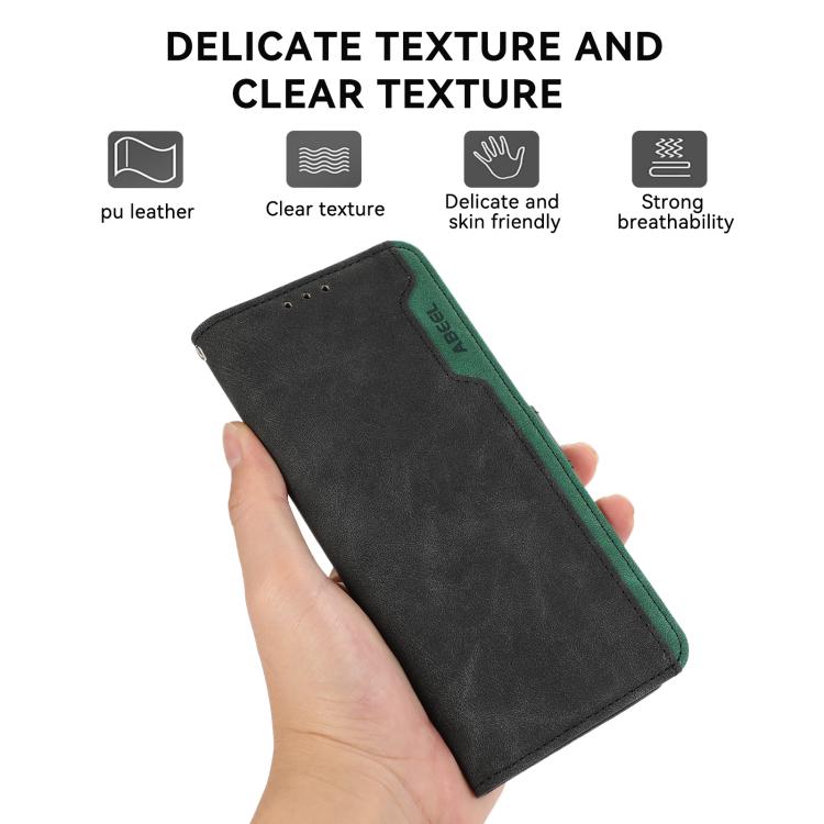 For iPhone 17 ABEEL Color Block Magnetic RFID Leather Phone Case(Black-Green) - free shipping - PMc TechLife - Order now!