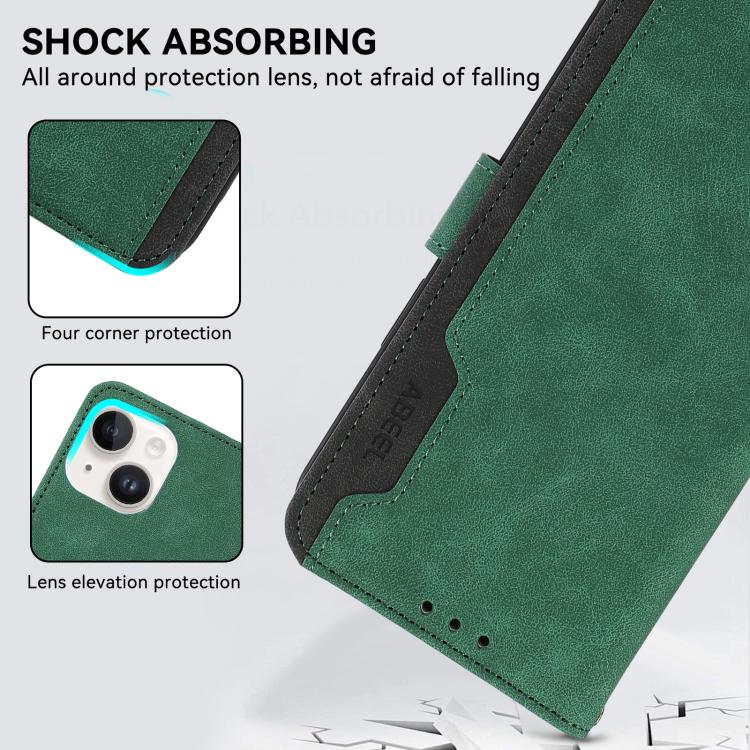 For iPhone 17 ABEEL Color Block Magnetic RFID Leather Phone Case(Green-Black) - free shipping - PMc TechLife - Order now!