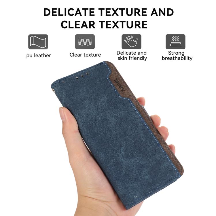 For iPhone 17 Air ABEEL Color Block Magnetic RFID Leather Phone Case(Blue-Brown) - free shipping - PMc TechLife - Order now!