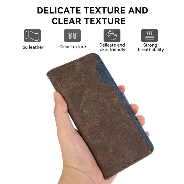 For iPhone 17 Air ABEEL Color Block Magnetic RFID Leather Phone Case(Brown-Blue) - free shipping - PMc TechLife - Order now!