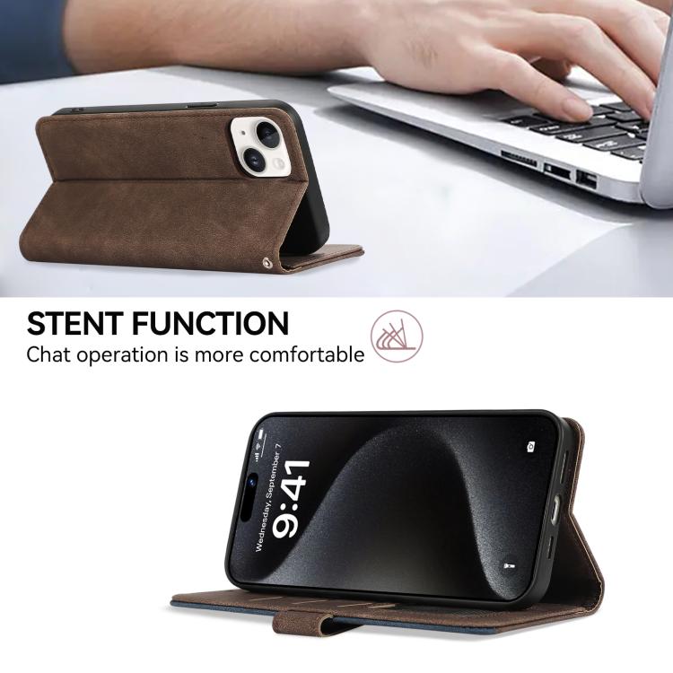 For iPhone 17 Air ABEEL Color Block Magnetic RFID Leather Phone Case(Brown-Blue) - free shipping - PMc TechLife - Order now!