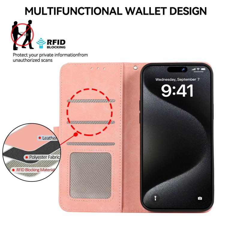 For iPhone 17 Pro ABEEL Color Block Magnetic RFID Leather Phone Case(Pink-Cyan) - free shipping - PMc TechLife - Order now!