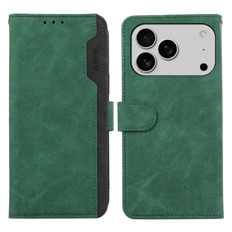 For iPhone 17 Pro ABEEL Color Block Magnetic RFID Leather Phone Case(Green-Black) - free shipping - PMc TechLife - Order now!
