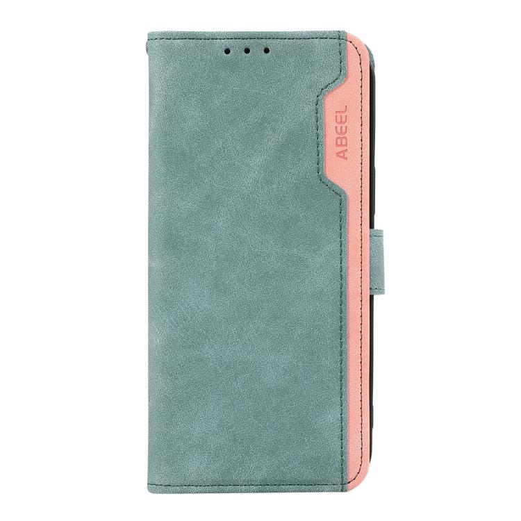 For iPhone 17 Pro ABEEL Color Block Magnetic RFID Leather Phone Case(Cyan-Pink) - free shipping - PMc TechLife - Order now!