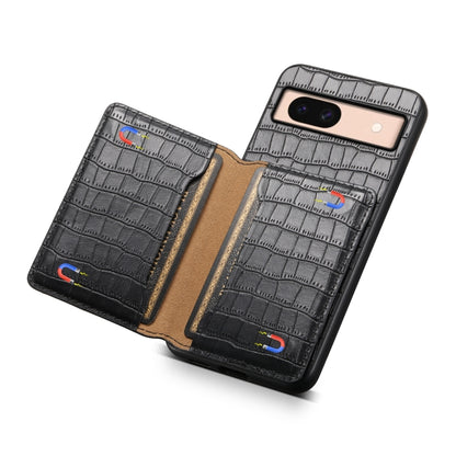 For Google Pixel 8a Crocodile Texture Card Bag Design Full Coverage Phone Case(Black) - Google Cases by PMC Jewellery | Online Shopping South Africa | PMC Jewellery | Buy Now Pay Later Mobicred