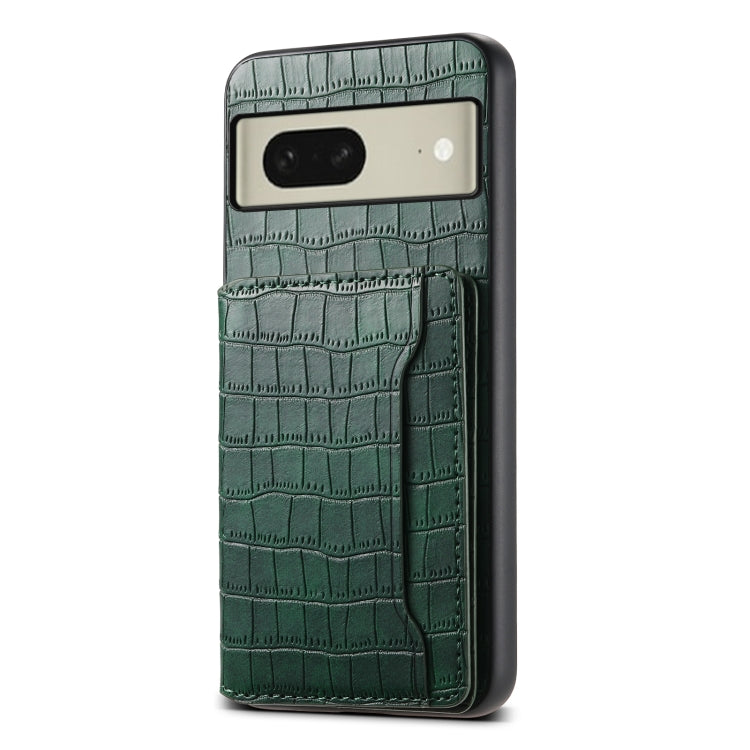 For Google Pixel 8 Crocodile Texture Card Bag Design Full Coverage Phone Case(Green) - Google Cases by PMC TechLife | Online Shopping South Africa | PMC TechLife | Buy Now Pay Later Mobicred