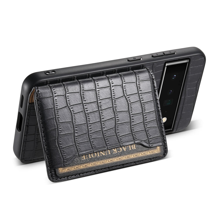For Google Pixel 6 Pro Crocodile Texture Card Bag Design Full Coverage Phone Case(Black) - Google Cases by PMC TechLife | Online Shopping South Africa | PMC TechLife | Buy Now Pay Later Mobicred