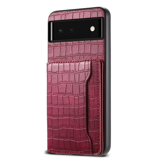 For Google Pixel 6 Crocodile Texture Card Bag Design Full Coverage Phone Case(Red) - Google Cases by PMC Jewellery | Online Shopping South Africa | PMC Jewellery | Buy Now Pay Later Mobicred