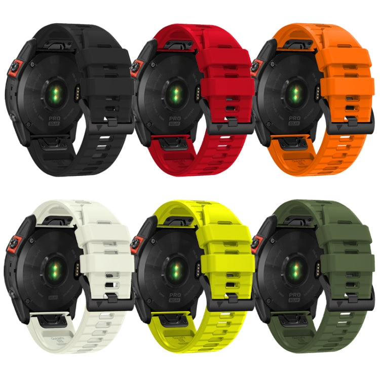 For Garmin Fenix 7 Pro 22mm Solid Color Steel Buckle Silicone Quick Release Watch Band(Orange) - Watch Bands by PMC TechLife | Online Shopping South Africa | PMC TechLife