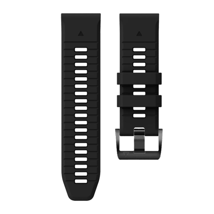 For Garmin Fenix 7X 26mm Solid Color Steel Buckle Silicone Quick Release Watch Band(Black) - free shipping - PMC TechLife - Order now!