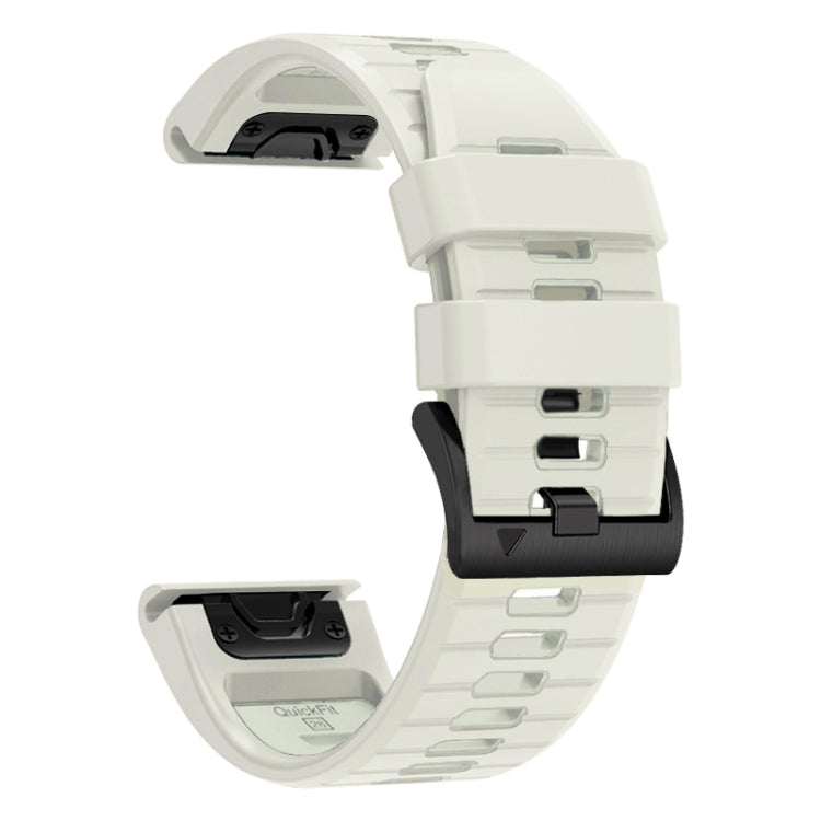 For Garmin Fenix 7X 26mm Solid Color Steel Buckle Silicone Quick Release Watch Band(Creamy White) - Watch Bands by PMC Jewellery | Online Shopping South Africa | PMC Jewellery