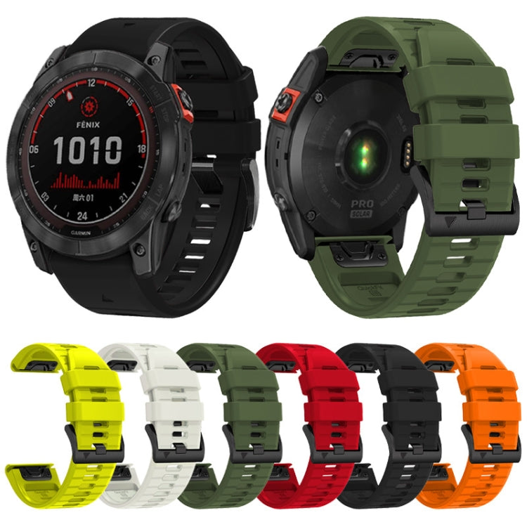 For Garmin Fenix 7X 26mm Solid Color Steel Buckle Silicone Quick Release Watch Band(Red) - Watch Bands by PMC TechLife | Online Shopping South Africa | PMC TechLife