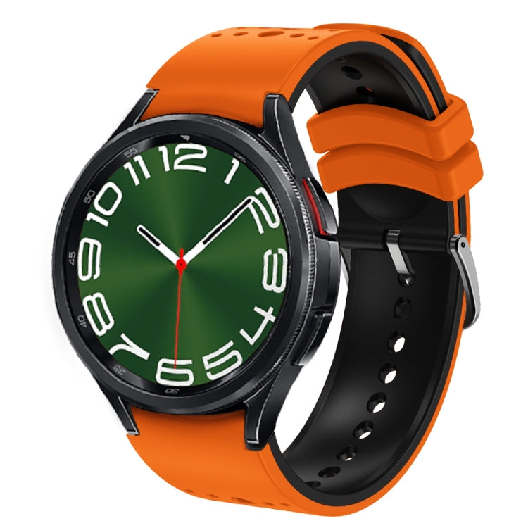 For Samsung Galaxy Watch 6 Two Color Silicone Watch Band(Orange Black) - Watch Bands by PMC TechLife | Online Shopping South Africa | PMC TechLife
