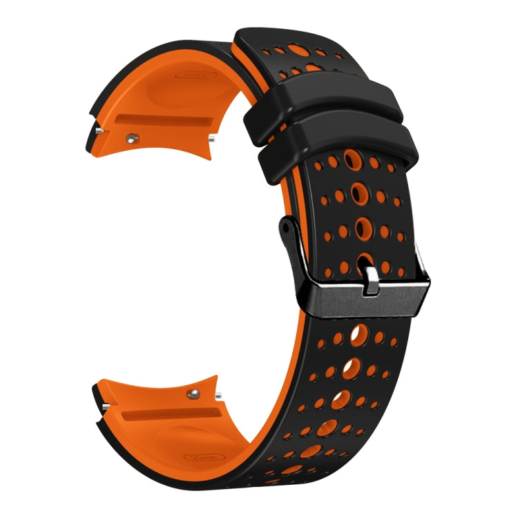 For Samsung Galaxy Watch 6 Two Color Silicone Watch Band(Black Orange) - Watch Bands by PMC Jewellery | Online Shopping South Africa | PMC Jewellery