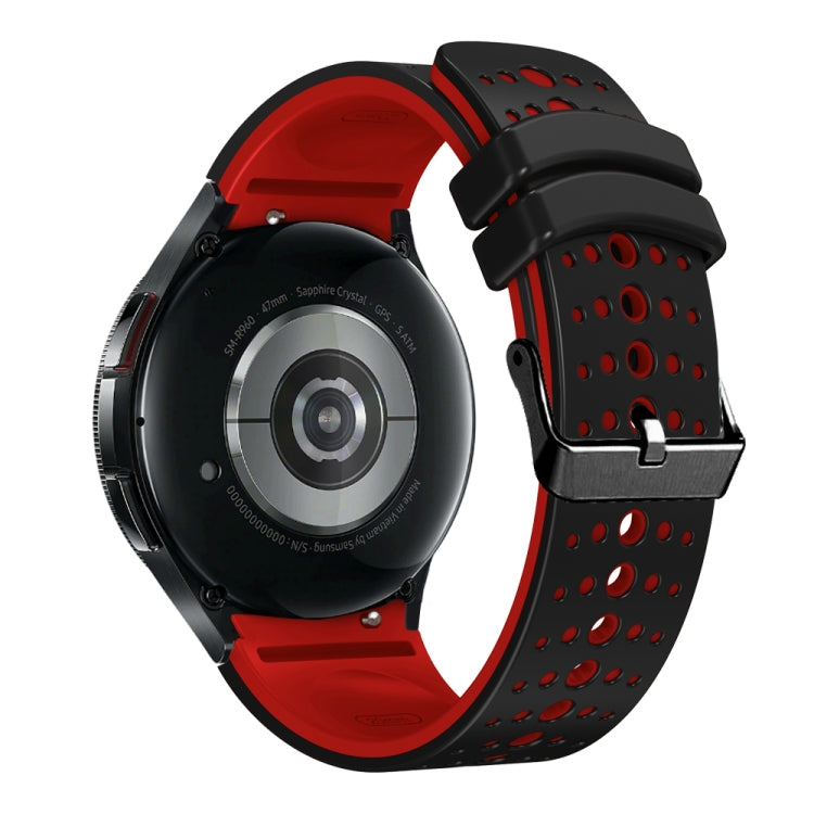 For Samsung Galaxy Watch 6 Two Color Silicone Watch Band(Black Red) - Watch Bands by PMC TechLife | Online Shopping South Africa | PMC TechLife