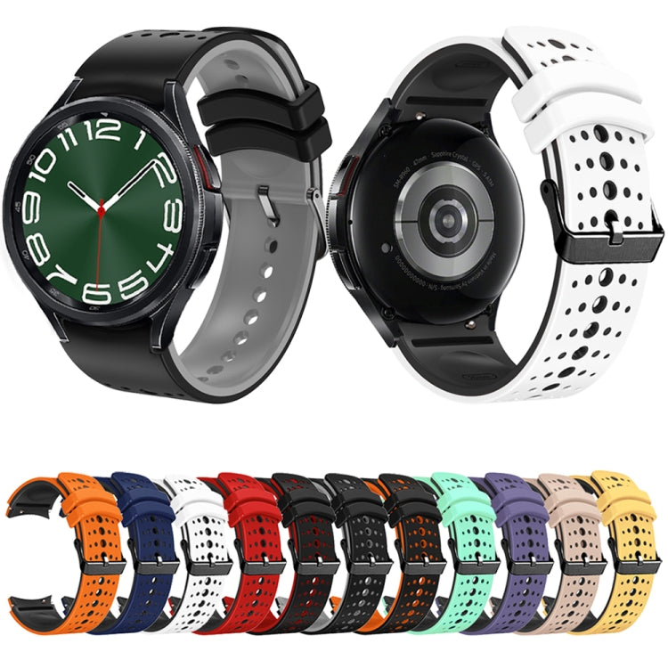 For Samsung Galaxy Watch 6 Two Color Silicone Watch Band(Orange Black) - Watch Bands by PMC TechLife | Online Shopping South Africa | PMC TechLife
