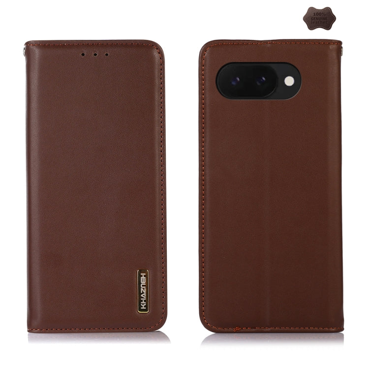 For Google Pixel 9a KHAZNEH Nappa Top Layer Cowhide Leather Phone Case(Brown) - Google Cases by PMC TechLife | Online Shopping South Africa | PMC TechLife | Buy Now Pay Later Mobicred