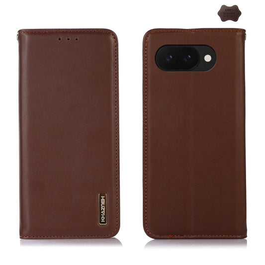 For Google Pixel 9a KHAZNEH Nappa Top Layer Cowhide Leather Phone Case(Brown) - Google Cases by PMC Jewellery | Online Shopping South Africa | PMC Jewellery | Buy Now Pay Later Mobicred