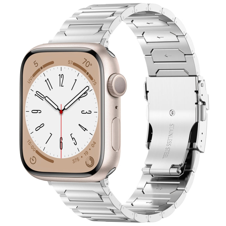 For Apple Watch Series 7 45mm I-Shaped Titanium Metal Watch Band(Silver) - Watch Bands by PMC TechLife | Online Shopping South Africa | PMC TechLife