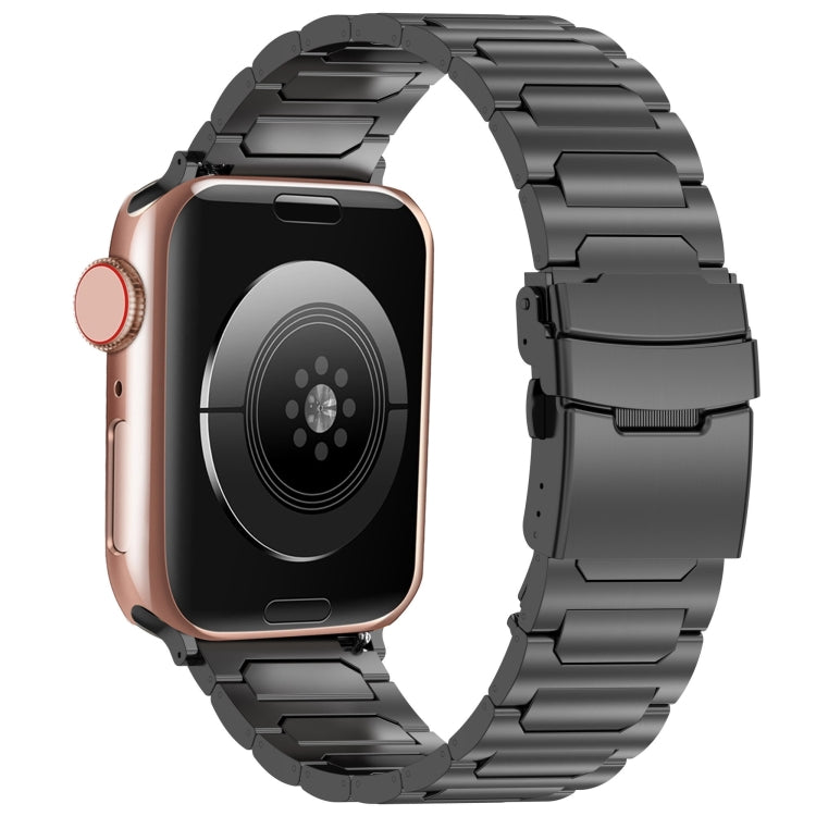For Apple Watch SE 40mm I-Shaped Titanium Metal Watch Band(Black) - Watch Bands by PMC TechLife | Online Shopping South Africa | PMC TechLife