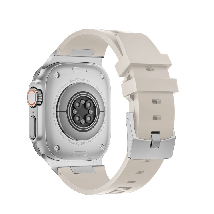 For Apple Watch Series 9 45mm Loners Liquid Silicone Watch Band(Silver Starlight) - Watch Bands by PMC TechLife | Online Shopping South Africa | PMC TechLife | Buy Now Pay Later Mobicred