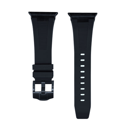 For Apple Watch Series 7 45mm Loners Liquid Silicone Watch Band(Black Black) - Watch Bands by PMC Jewellery | Online Shopping South Africa | PMC Jewellery