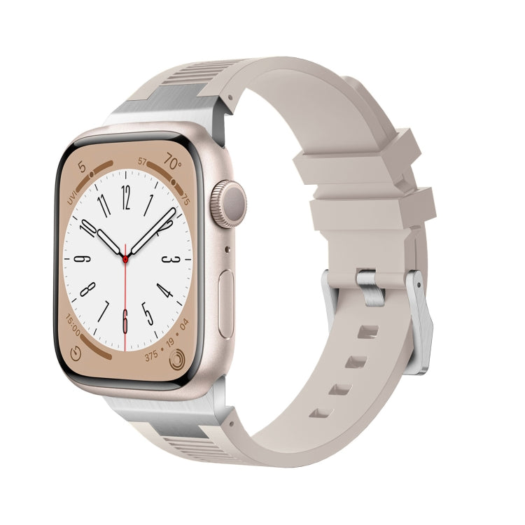 For Apple Watch Series 7 45mm Loners Liquid Silicone Watch Band(Silver Starlight) - Watch Bands by PMC TechLife | Online Shopping South Africa | PMC TechLife | Buy Now Pay Later Mobicred