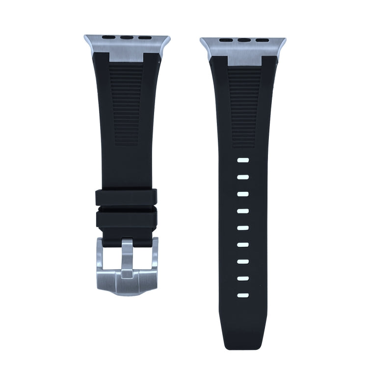 For Apple Watch Series 6 44mm Loners Liquid Silicone Watch Band(Silver Black) - Watch Bands by PMC TechLife | Online Shopping South Africa | PMC TechLife