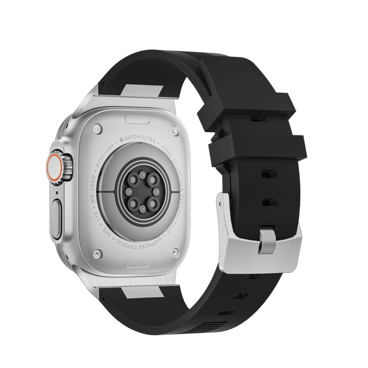 For Apple Watch Series 3 42mm Loners Liquid Silicone Watch Band(Silver Black) - Watch Bands by PMC TechLife | Online Shopping South Africa | PMC TechLife