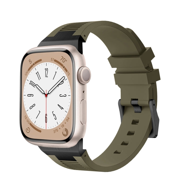 For Apple Watch 42mm Loners Liquid Silicone Watch Band(Black Green) - Watch Bands by PMC TechLife | Online Shopping South Africa | PMC TechLife