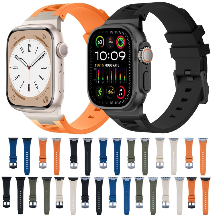 For Apple Watch Series 9 45mm Loners Liquid Silicone Watch Band(Silver Starlight) - Watch Bands by PMC TechLife | Online Shopping South Africa | PMC TechLife | Buy Now Pay Later Mobicred