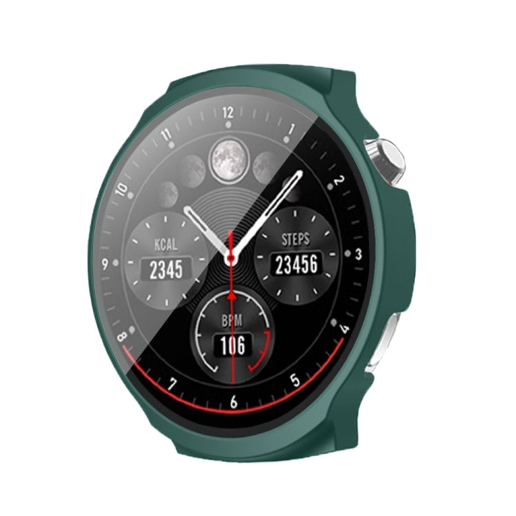 For Aigo Smart Watch V8 PC + Tempered Film Integrated Watch Protective Case(Dark Green) - Watch Case by PMC Jewellery | Online Shopping South Africa | PMC Jewellery