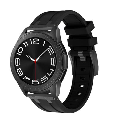 20mm Flat Head Silicone Watch Band(Full Black) - 20mm Bands by PMC Jewellery | Online Shopping South Africa | PMC Jewellery