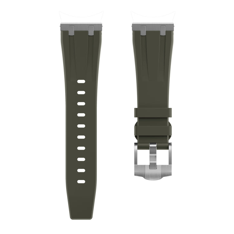 20mm Flat Head Silicone Watch Band(Silver Green) - 20mm Bands by PMC TechLife | Online Shopping South Africa | PMC TechLife
