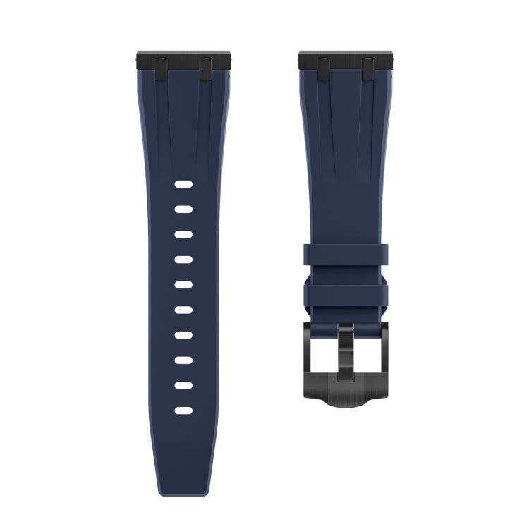 22mm Flat Head Silicone Watch Band(Black Blue) - 22mm Bands by PMC Jewellery | Online Shopping South Africa | PMC Jewellery