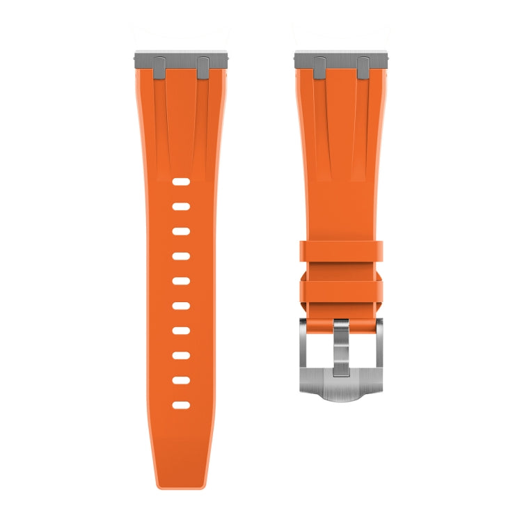 22mm Flat Head Silicone Watch Band(Silver Orange) - 22mm Bands by PMC TechLife | Online Shopping South Africa | PMC TechLife