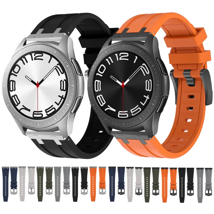 20mm Flat Head Silicone Watch Band(Black Blue) - 20mm Bands by PMC TechLife | Online Shopping South Africa | PMC TechLife