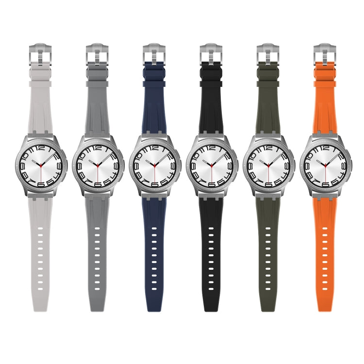 20mm Flat Head Silicone Watch Band(Silver Blue) - 20mm Bands by PMC TechLife | Online Shopping South Africa | PMC TechLife