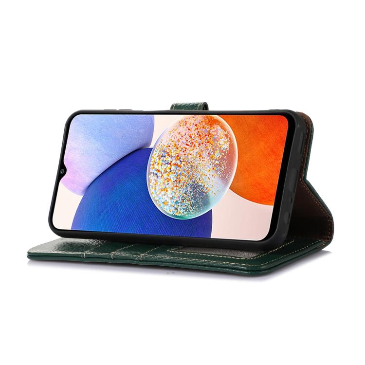 For OnePlus Ace 5 / 13R 5G Genuine Leather Litchi Texture RFID Leather Phone Case(Green) - OnePlus Cases by PMC TechLife | Online Shopping South Africa | PMC TechLife | Buy Now Pay Later Mobicred