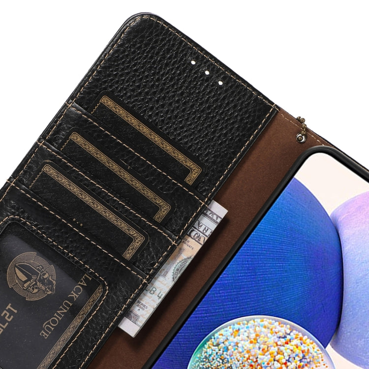 For Google Pixel 9 Pro Genuine Leather Litchi Texture RFID Leather Phone Case(Black) - Google Cases by PMC TechLife | Online Shopping South Africa | PMC TechLife | Buy Now Pay Later Mobicred