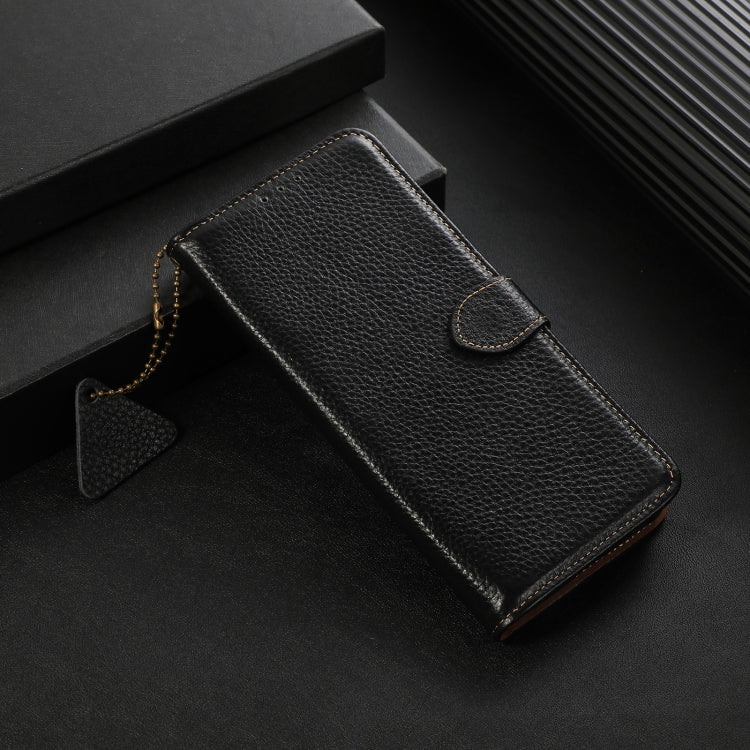 For Google Pixel 10 / 9 Genuine Leather Litchi Texture RFID Leather Phone Case(Black) - Google Cases by PMC TechLife | Online Shopping South Africa | PMC TechLife | Buy Now Pay Later Mobicred