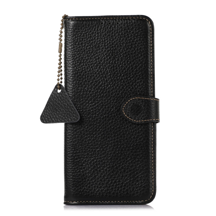 For Google Pixel 9 Genuine Leather Litchi Texture RFID Leather Phone Case(Black) - Google Cases by PMC Jewellery | Online Shopping South Africa | PMC Jewellery | Buy Now Pay Later Mobicred