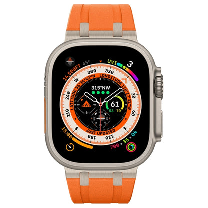 For Apple Watch SE 2023 44mm Stone Grain Liquid Silicone Watch Band(Titanium Orange) - Watch Bands by PMC Jewellery | Online Shopping South Africa | PMC Jewellery