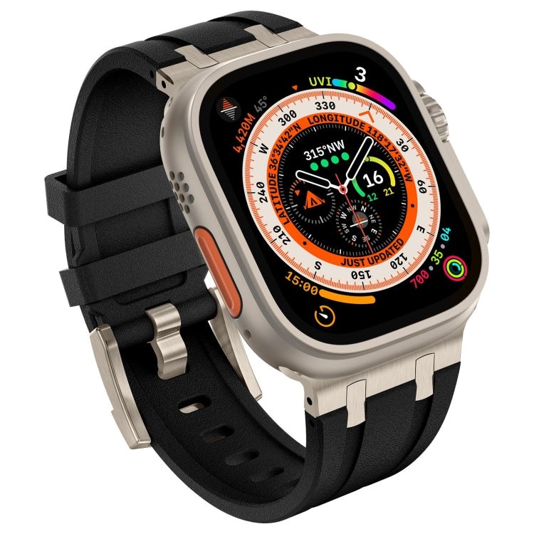 For Apple Watch SE 2023 44mm Stone Grain Liquid Silicone Watch Band(Titanium Black) - Watch Bands by PMC TechLife | Online Shopping South Africa | PMC TechLife